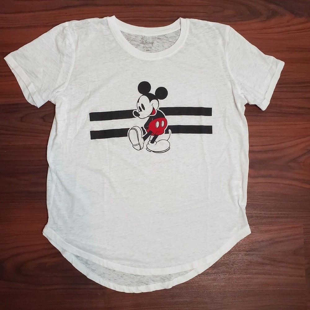 Disney Walt Disney Graphic Short Sleeve Tee Mickey Mouse Women XL T-Shirt White